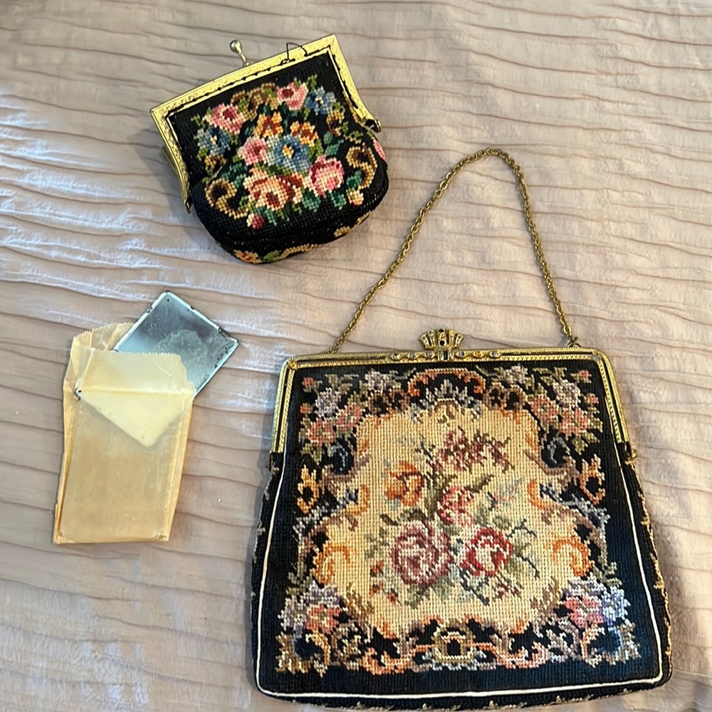 Antique Petit Point Purse and wallet, Double Sided, Exquisite Tapestry Work!